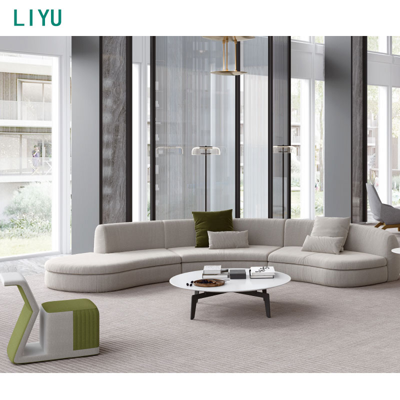 Modern leather office sofa in a corporate reception area
