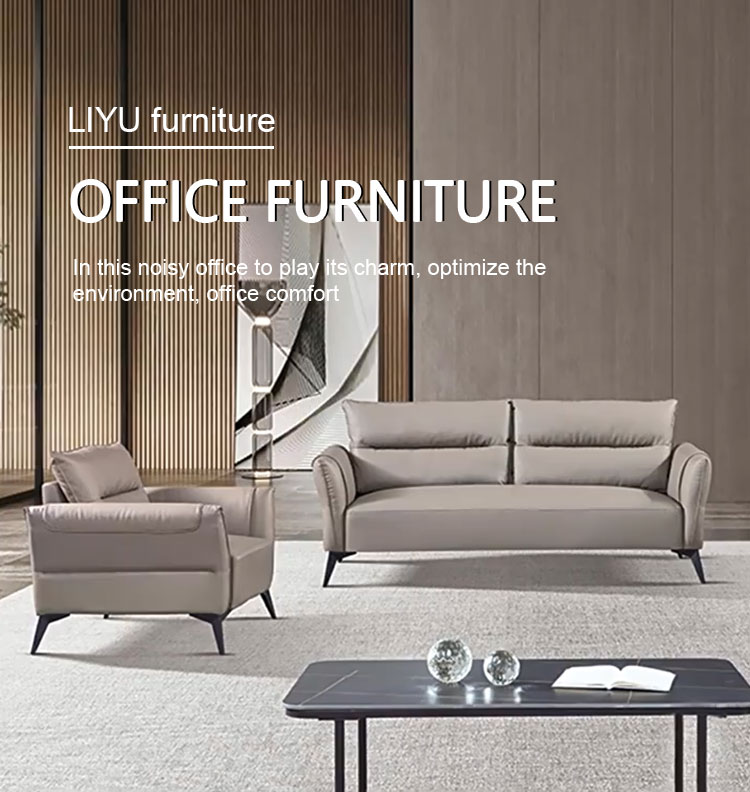 Luxury Classic Genuine Leather Executive 3-Seat Office Sofa Front View
