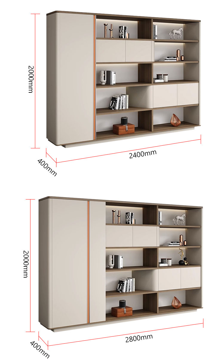 Elegant archive cabinet utilized in a home office or private villa study