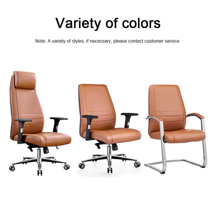 Front view of the luxury synthetic leather swivel chair highlighting its professional aesthetic